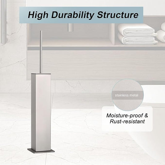 Brushed Nickel Toilet Brush and Holder, Toilet Bowl Brush - Image 2