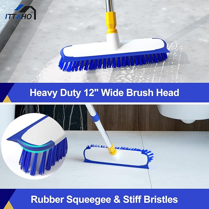 ITTAHO 12" Wide Floor Scrub and Grout Brush Set - Image 3