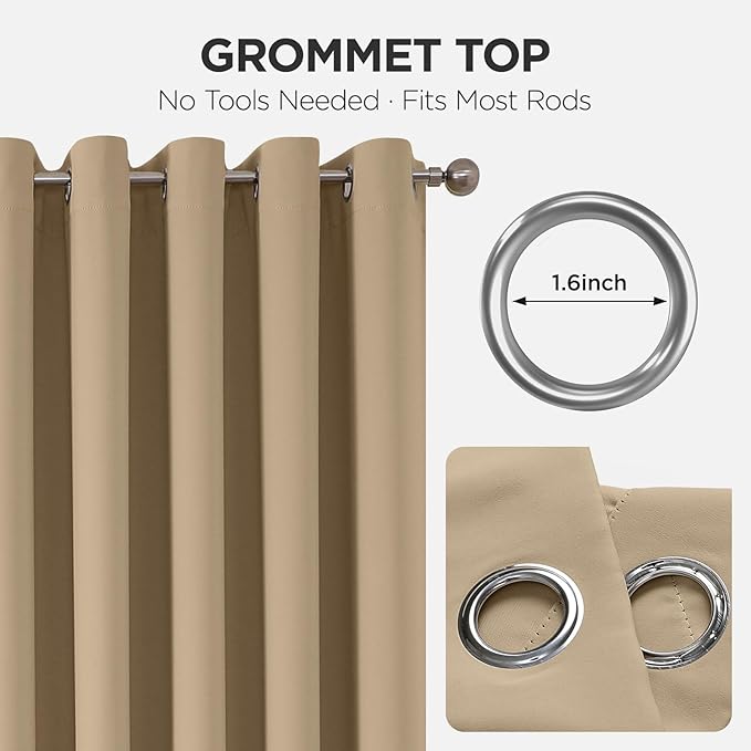 Joydeco Blackout Patio Sliding Door Curtains 108 Inches Long, Grommet Privacy - Image 9
