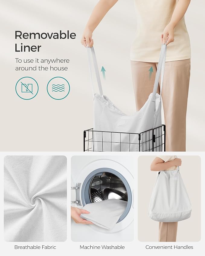 SONGMICS Laundry Hamper, 11 Gal. Laundry Basket, Collapsible Clothes Hamper - Image 5