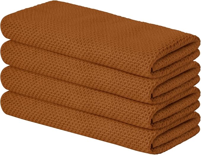 Artoid Mode 100% Cotton Caramel Waffle Weave Kitchen Dish Cloths, 13x28 Inch by ArtoidMode