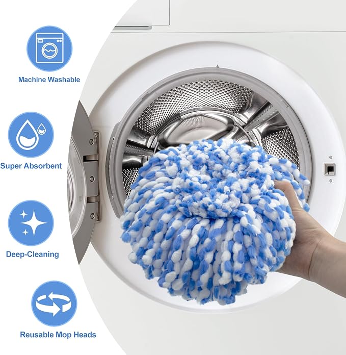 Spin Mop Replace Head, Mop Handle and Base Compatible - Image 4