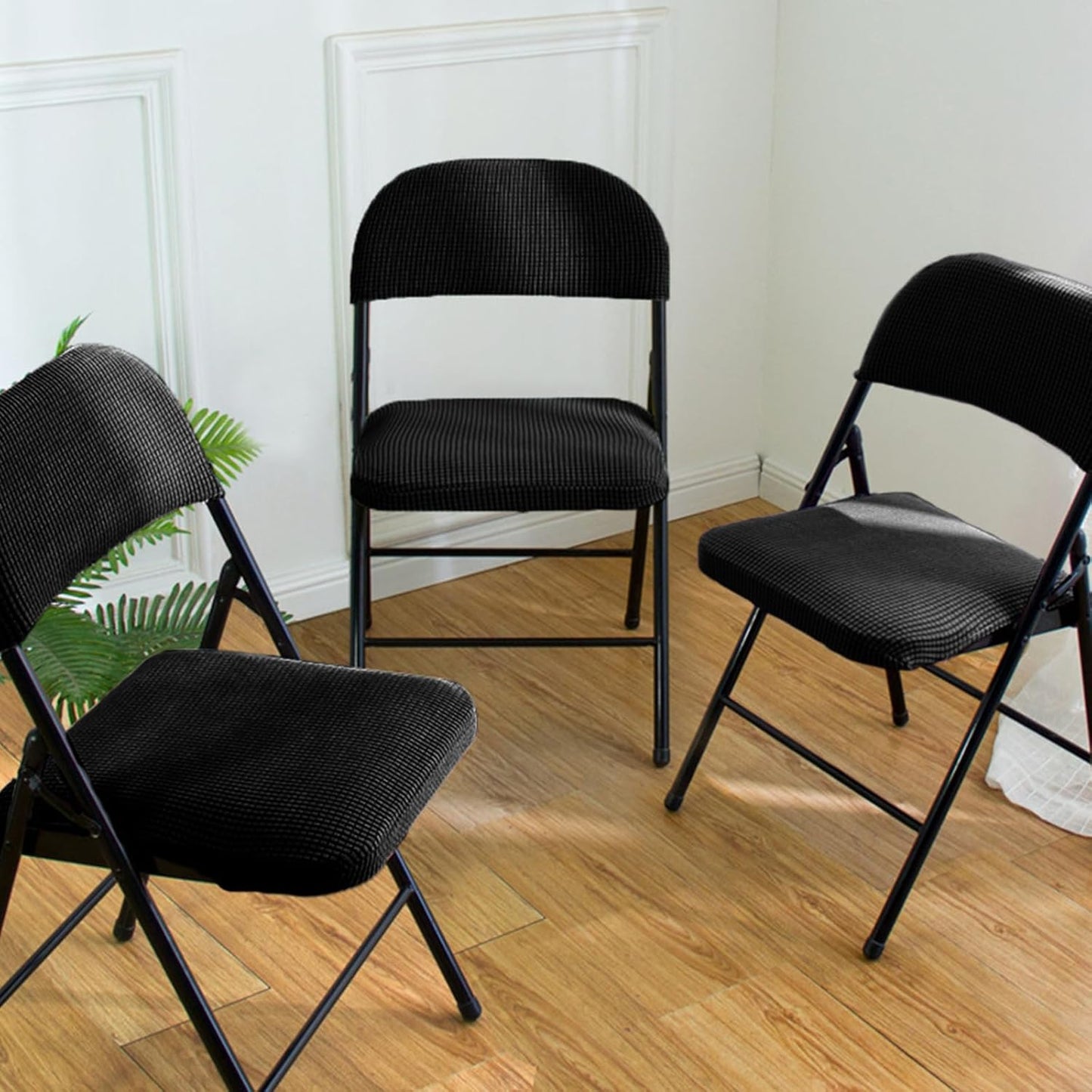 LYSINK 2Pcs Universal Chair Covers Waterproof Stretchable Office Chair Cover Washable Computer Chair Slipcover for Desk Chairs Dining Chair Seat Cushion Protectors (Black, One Size)