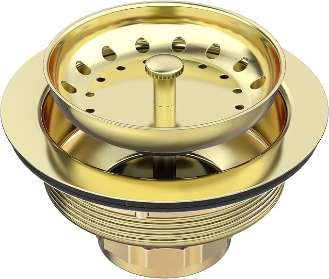 BOTEMY Stainless Steel Gold Sink Drain Strainer Kit 3-1/2 inch Kitchen Drain by BOTEMY
