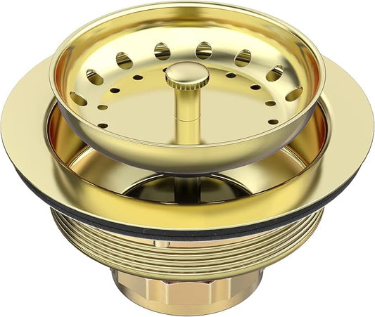 BOTEMY Stainless Steel Gold Sink Drain Strainer Kit 3-1/2 inch Kitchen Drain by BOTEMY