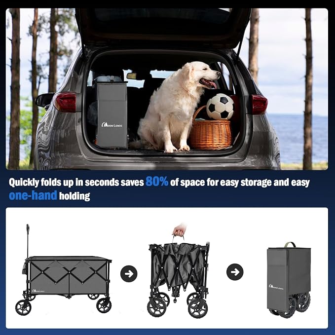 Moon Lence Collapsible Folding Wagon Cart Heavy Duty Folding Garden Portable - Image 6