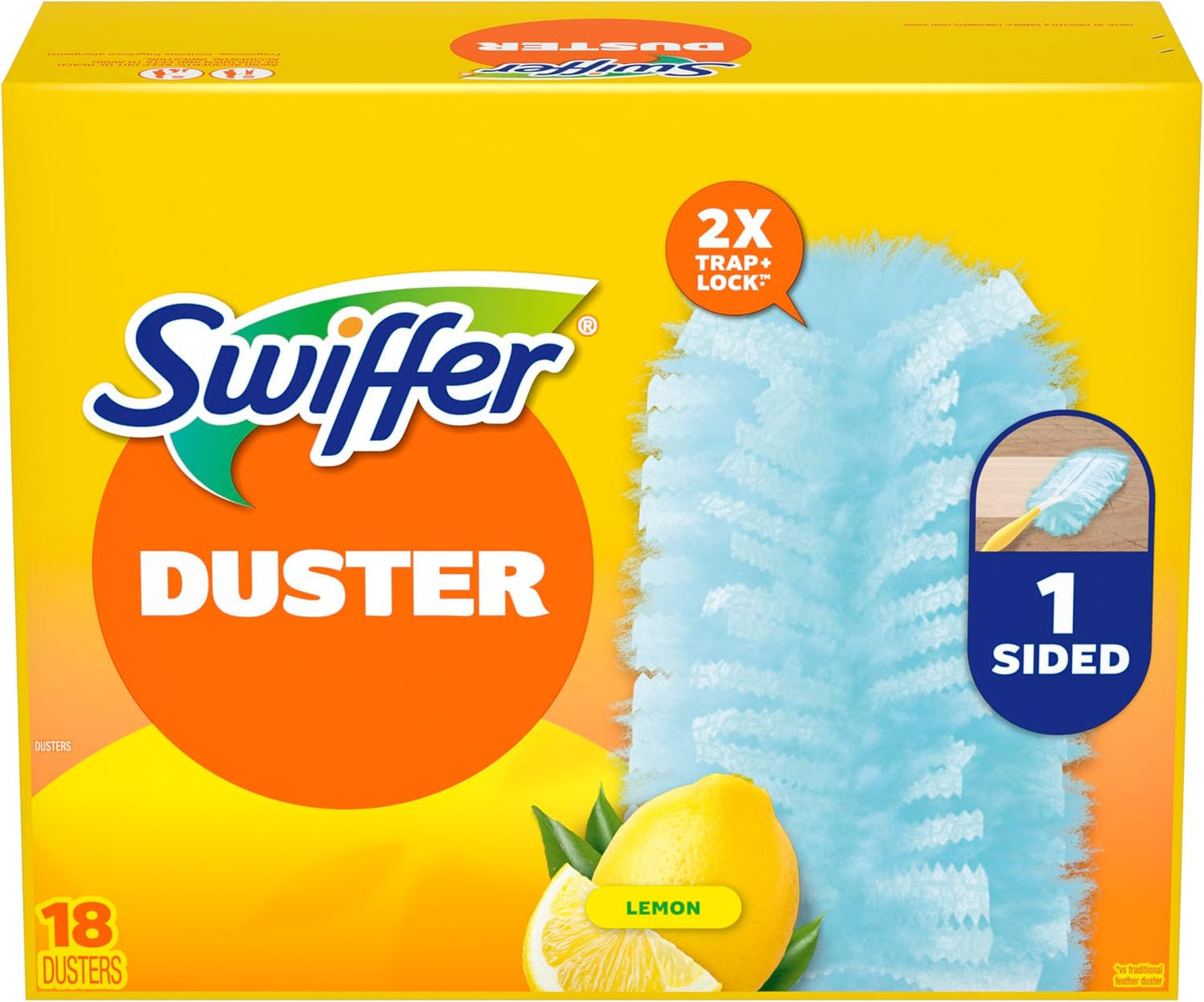 Dusters Refill for Cleaning, Feather & Microfiber Duster Disposable Alternative, for Dusting Furniture, Blinds, Ceiling Fans, Walls, Helps Remove Allergens, New Lemon Scent, 18ct