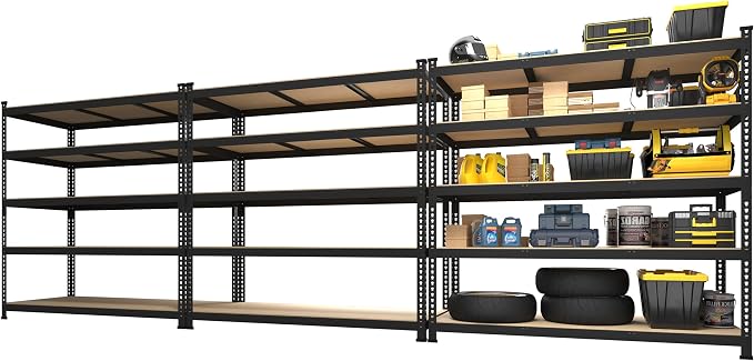 PrimeZone 3 Pack Storage Shelves 48" x 24" x 72", 5 Tier Adjustable Garage by PrimeZone