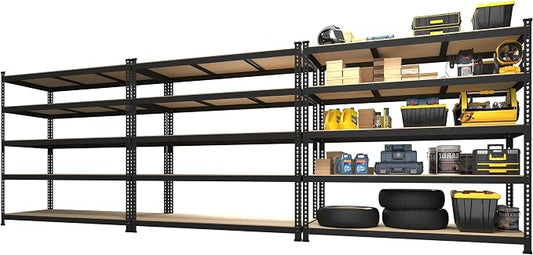 PrimeZone 3 Pack Storage Shelves 48" x 24" x 72", 5 Tier Adjustable Garage by PrimeZone