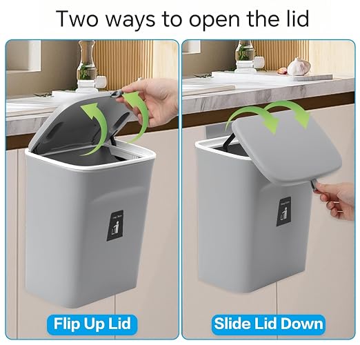 Compost Bin for Kitchen -2.4 Gallons/9L Trash Can for Under Sink, Hanging Small - Image 4