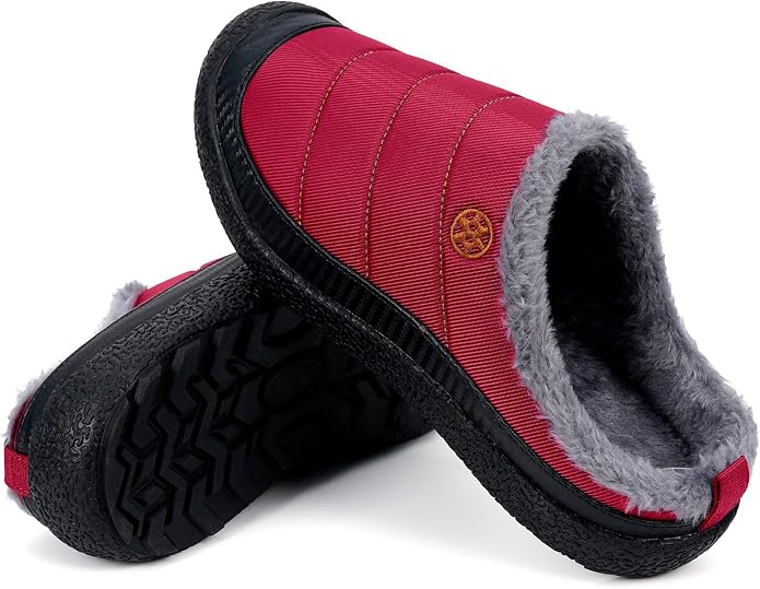 Womens Mens House Slippers Slip on Snow Winter Warm Fully Fur Lined Slippers - Image 5