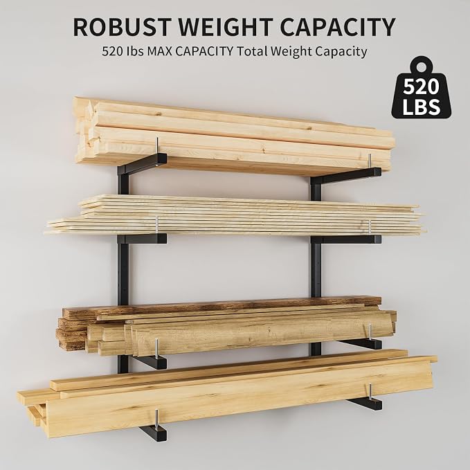 Lumber Storage Rack, Upgrade Cantilever Folding Lumber Rack Wall Mount - Image 5