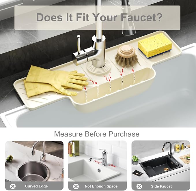 Silicone Faucet Mat with Sponge Holder, Sink Splash Guard, Faucet Draining Mat - Image 9