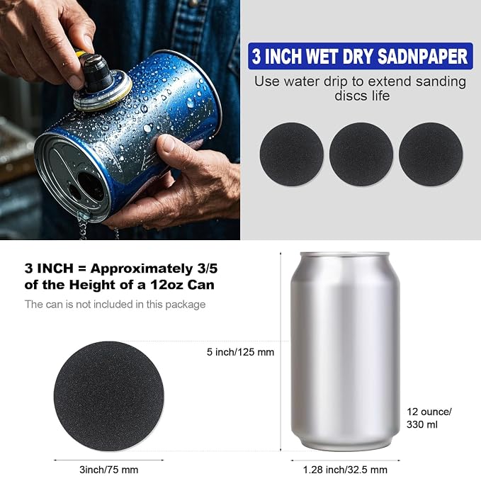 133 PCS Sanding Disc Drill Polishing Kit Sanding Attachment, 3 Inch Wet Dry - Image 4