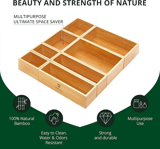 ROYAL CRAFT WOOD Bamboo Jewelry Organizer Box & Chests Set - Image 3