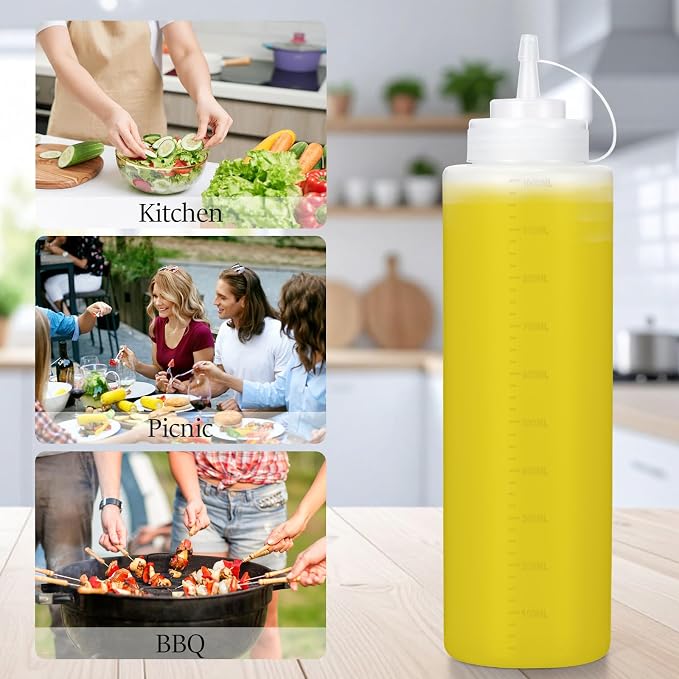 Condiment Squeeze Bottles Ketchup Dispenser, 4 Pack 32oz Squeeze Bottles - Image 6
