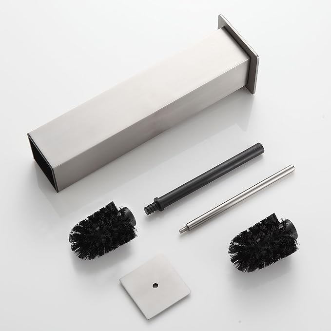 BVL Toilet Brush and Holder Set Brushed Nickel Stainless Steel 304 Square - Image 7