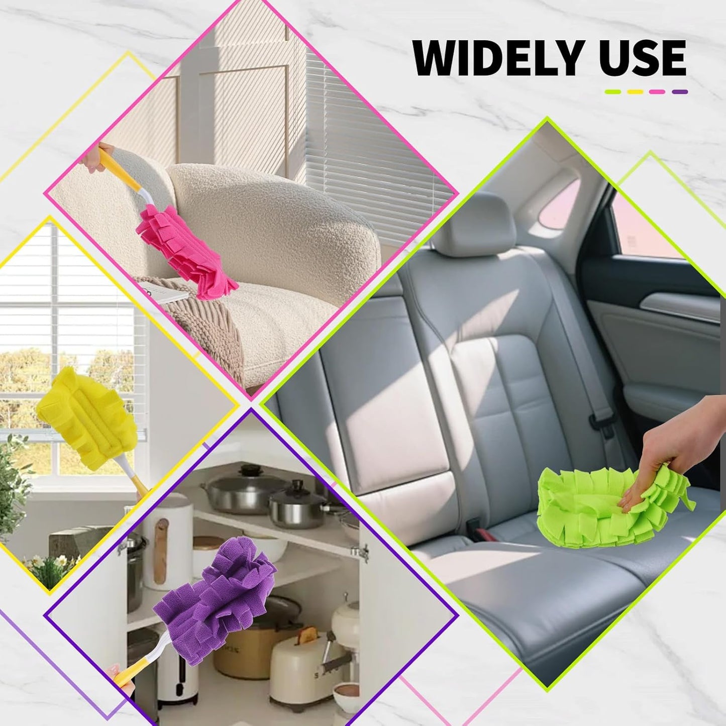 8 Pack Reusable Duster Pads Compatible with Swiffer Duster Refills, Washable Microfiber Dusting Cloths for Cleaning Home, Car, Pet, Furniture, Fans, Blinds