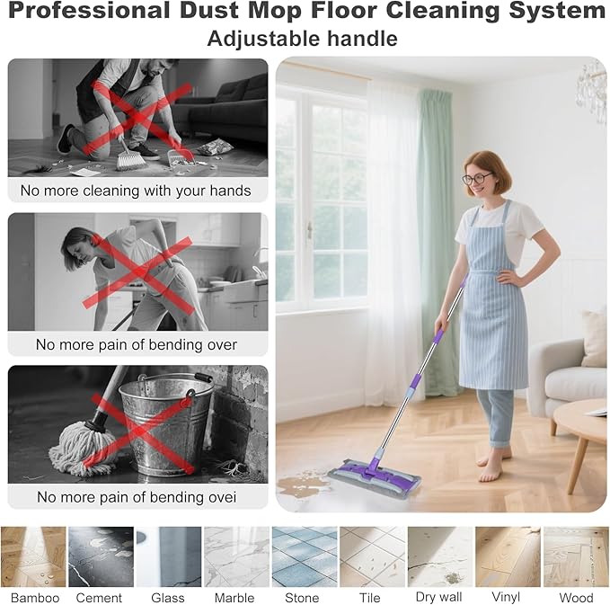 ITTAHO Microfiber Flat Mop Floor Cleaning System, Wet & Dry Dust Mopping - Image 6