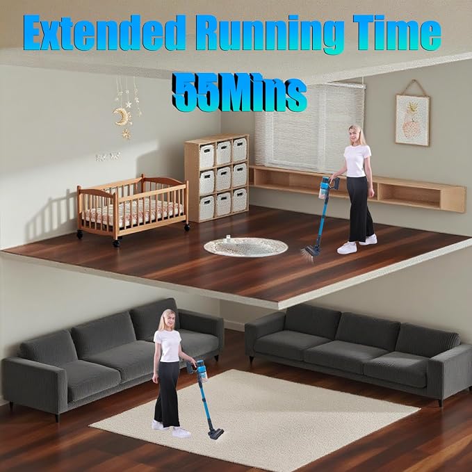 Cordless Vacuum Cleaner, 400W/45kPa/55Mins-8-in-1 Stick Vacuum Cleaners - Image 3