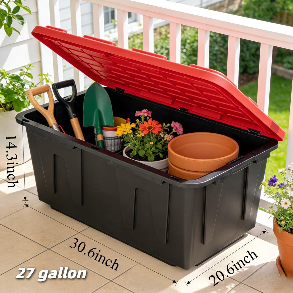 4-Pack 27 Gallon Heavy Duty Storage Bins Durable Polypropylene Plastic with S...