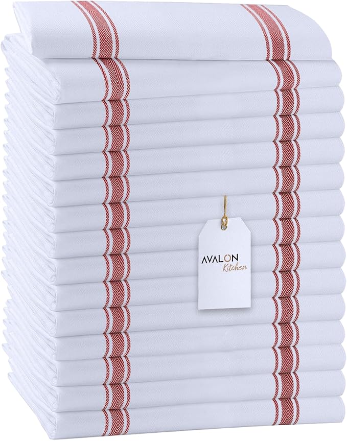 Dish Towels Set Size 15x25 Inch, 100% Cotton Soft & Absorbent Linen Kitchen by Avalon+Kitchen