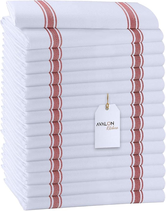 Dish Towels Set Size 15x25 Inch, 100% Cotton Soft & Absorbent Linen Kitchen by Avalon+Kitchen