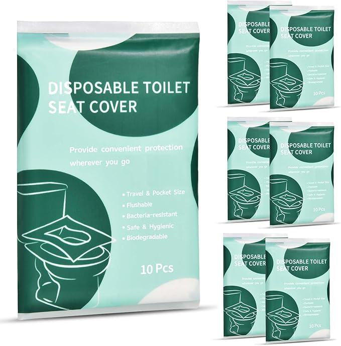60 Pcs Disposable Flushable Paper Toilet Seat Covers Travel Supplies Essentials by KISEER