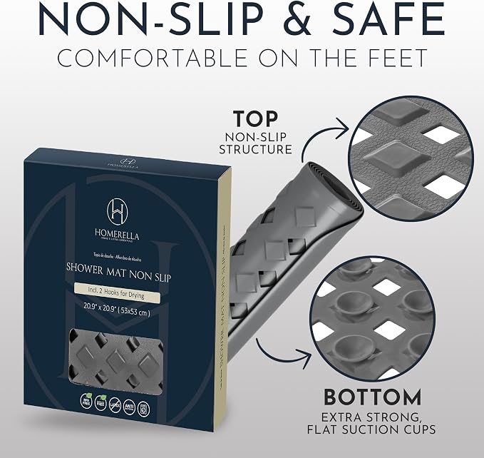 Homerella Anti Slip Shower Mat | Anti Mold Non Slip Bathtub Mat - Image 5