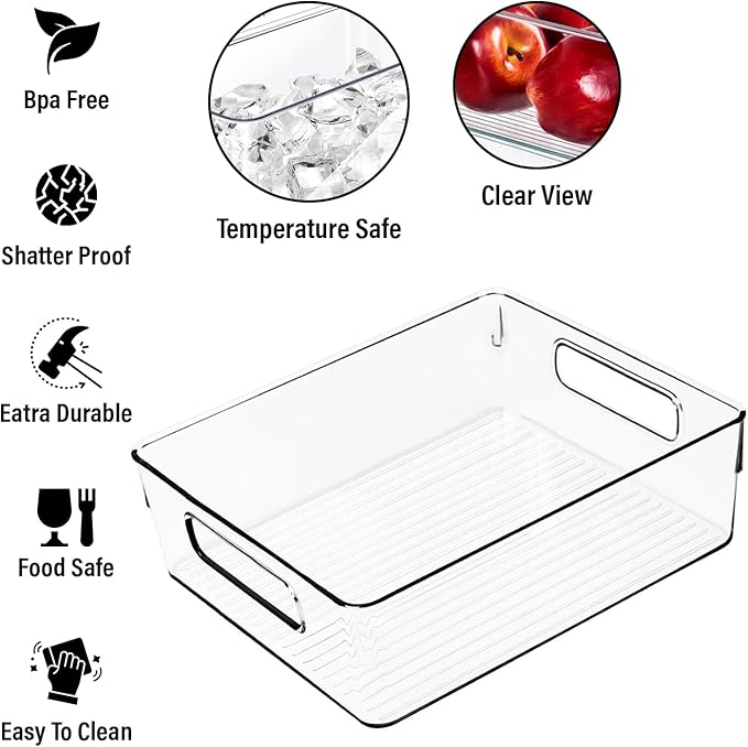 Clear Plastic Storage Bins, Pantry Organizers and Storage or Kitchen - Image 3