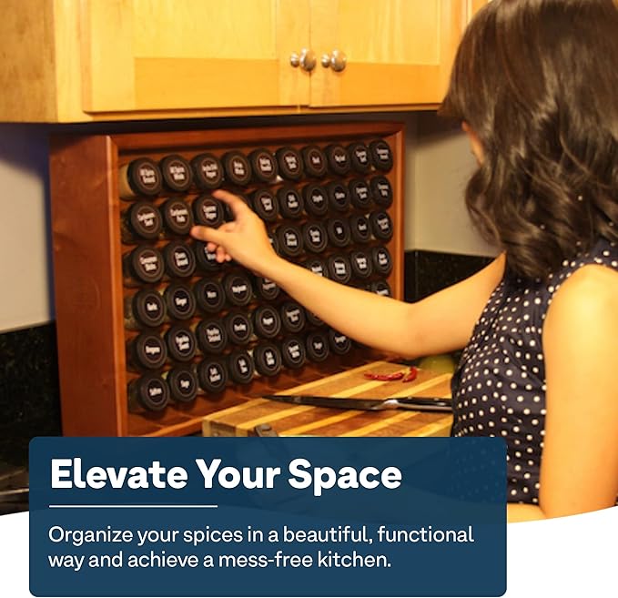 AllSpice Spice Rack Organizer, 525 Unique Labels, Countertop or Wall Mount - Image 2