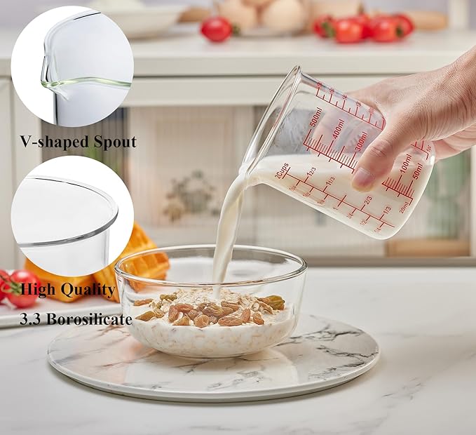 High Borosilicate Glass Measuring Cup Set-V-Shaped Spout，Includes 250ml - Image 2