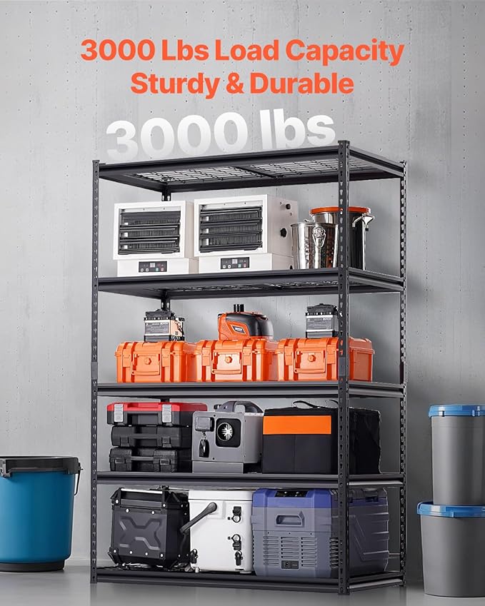 VEVOR Storage Shelves, 3000 lbs, 5 Tier Heavy Duty Garage Shelving, - Image 4