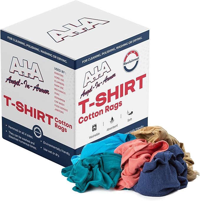 Angel-in-Armor Colored T-Shirt Rags – 50lb Bulk Box of Recycled Cotton Knit by A-I-AAngel-In-Armor