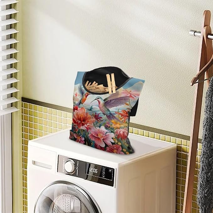 Hummingbird Hibiscu Large Capacity 14.5 x 12 Inch Clothespin Bag - Image 3