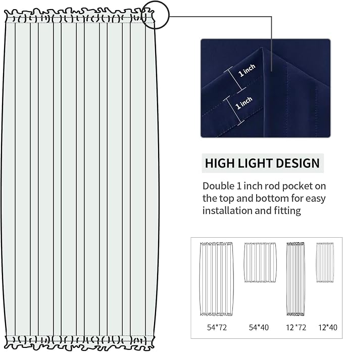 DWCN French Door Curtains – Rod Pocket Thermal Blackout Curtain - Image 3