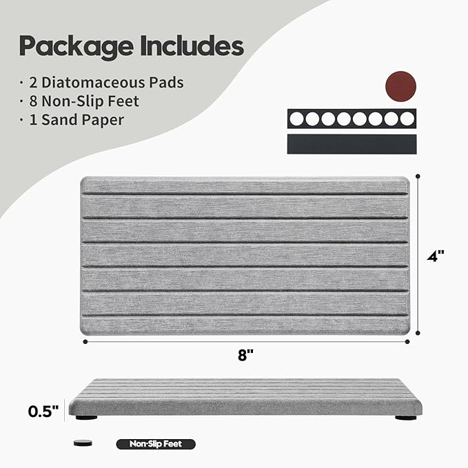 2PCS Instant Dry Diatomite Stone Counter Makeup Tray Organizer, Fast Drying - Image 6