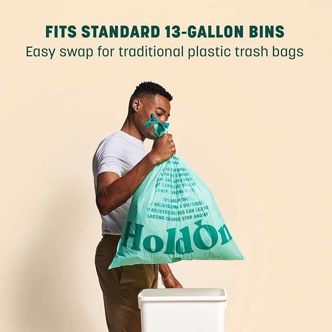 HoldOn 13-Gallon Trash Bags – Plant-based Tall Kitchen Trash Bags - Image 4