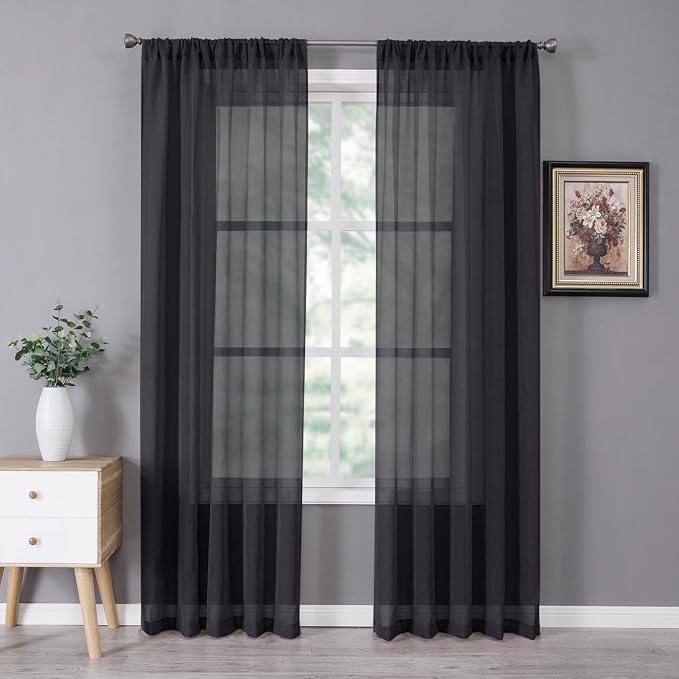 Tollpiz Sheer Curtains Bedroom Linen Textured Curtain Sheers Light Filtering by Tollpiz