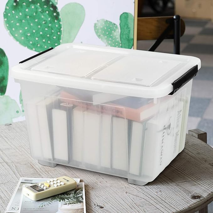 Bringer 4-Pack 30 L Clear Plastic Storage Box, Large Wheeled Storage Bin - Image 5