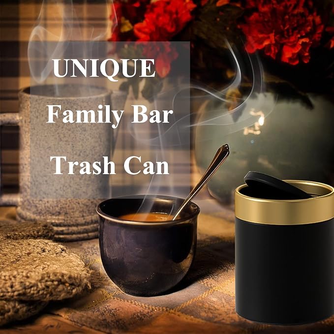 Mini Trash Can with Lid, Metal Small Tiny Mini Trash Bin Can, Mini Countertop - Image 3