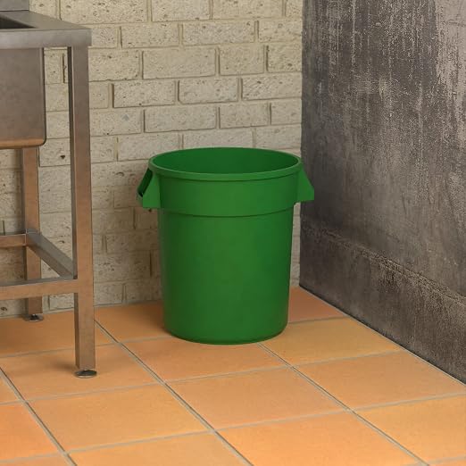 20 Gallon Green Round Commercial Trash Can - Image 4
