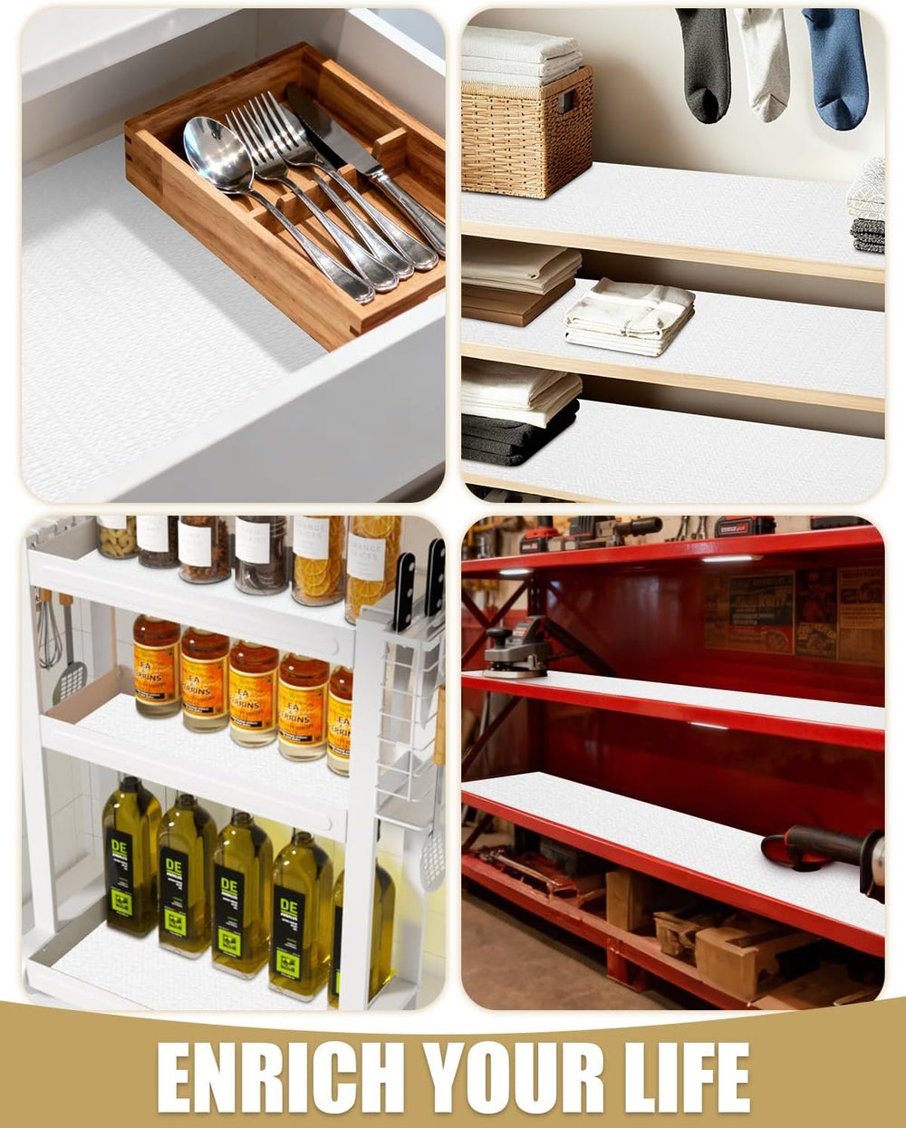 Drawer and Shelf Liners for Kitchen Cabinets Non-Adhesive