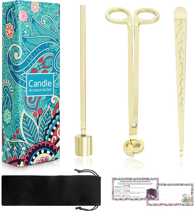 4 in 1 Candle Accessories Kit, Wick Trimmer, Candle Snuffer and Wick Trimmer by LILANGLI