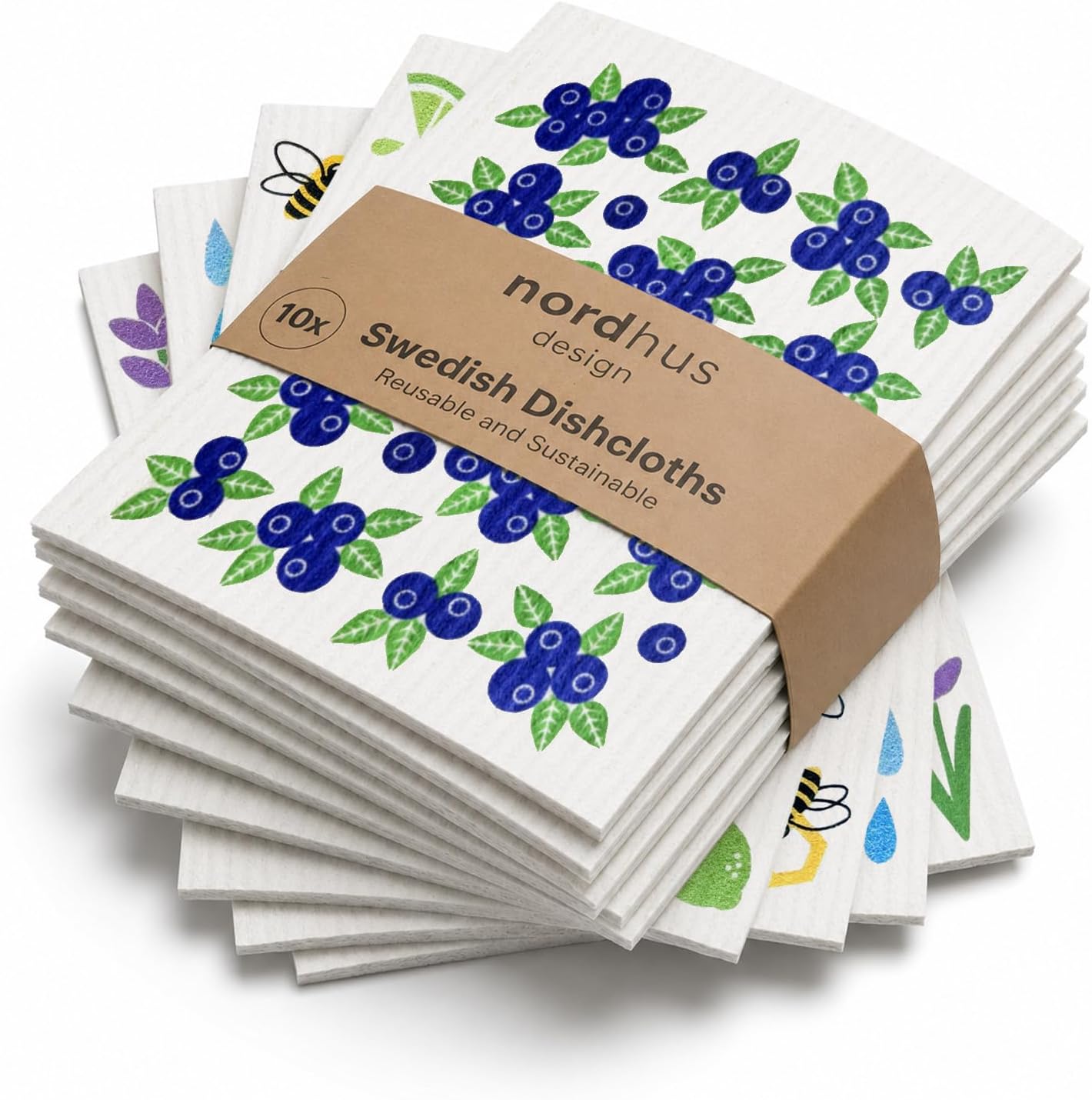Nordhus Design Swedish Dishcloths, Reusable Cleaning Cloths for Kitchen