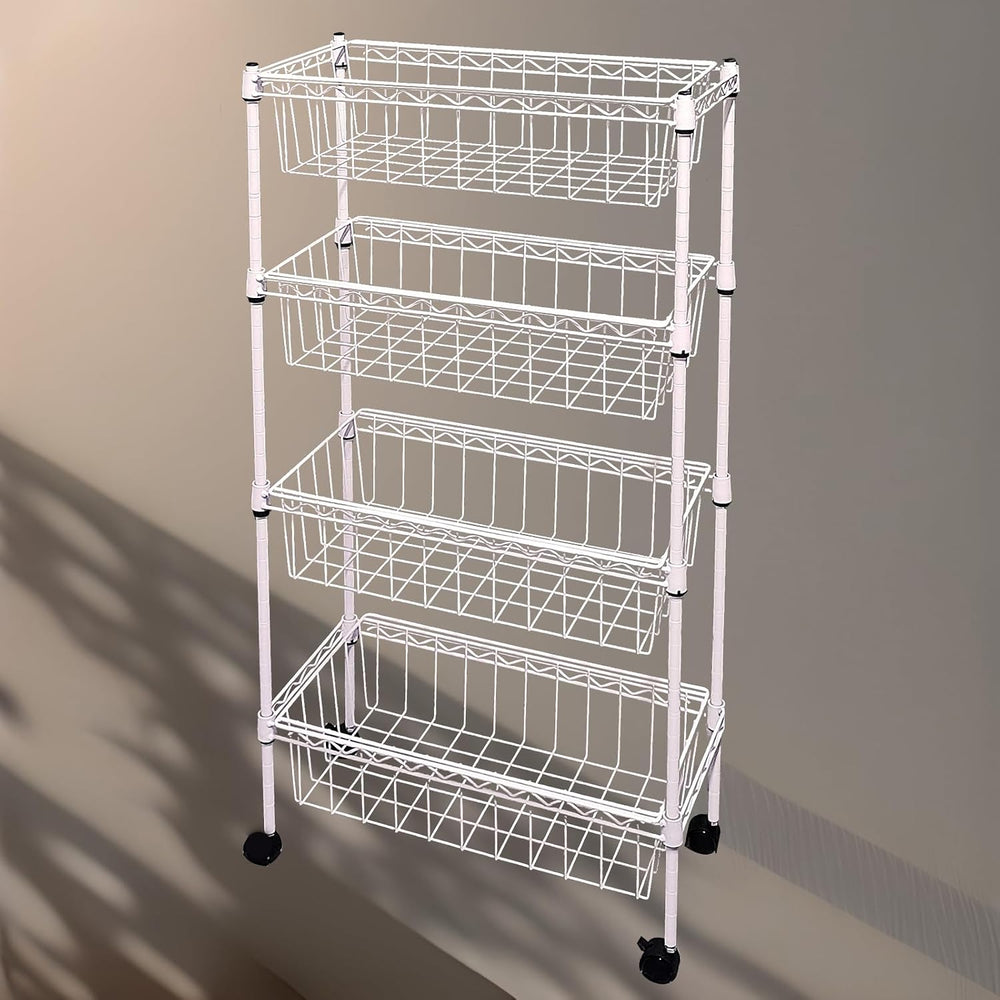 NSF white 4-layer storage rack, kitchen basket rack, vegetable tableware sort...