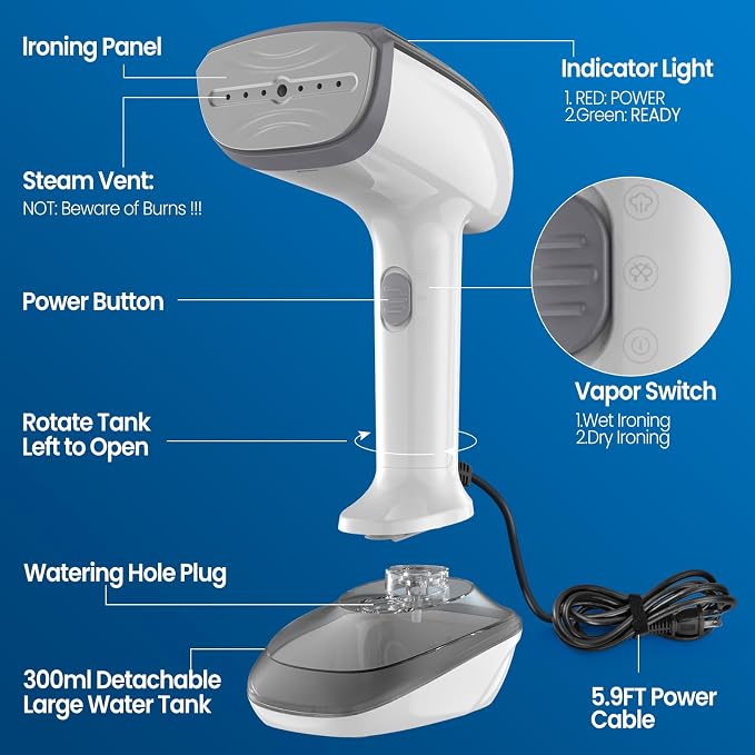 Powerful Handheld Fabric Steamer - 1800W - Image 4