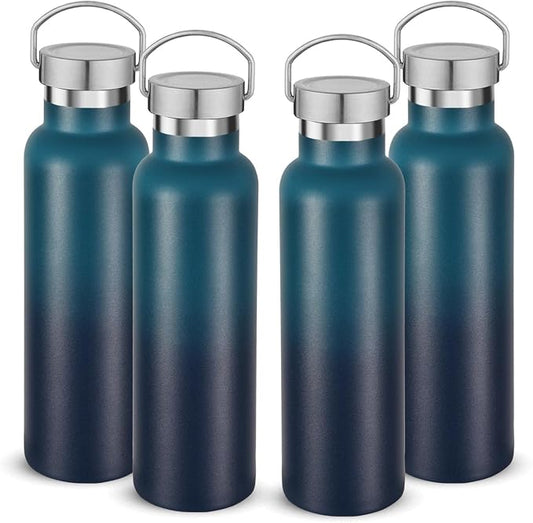 Neihepal 20 oz Insulated Water Bottles Bulk 4 Pack, Stainless Steel Double Wall by Neihepal
