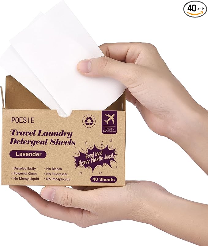 Poesie Travel Laundry Detergent Strips 40 Sheets Liquidless Laundry Soap Sheet by Poesie