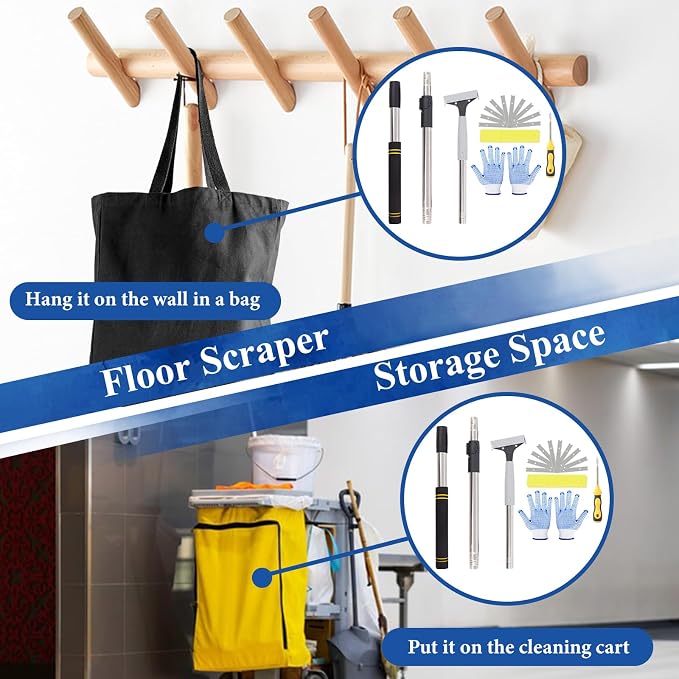 Floor Scraper Telescopic, 38 to 52in 4Inch Razor Blade Floor Scrapers Long - Image 9